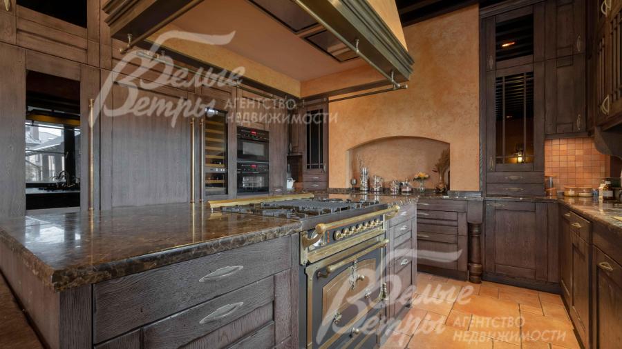 Кухня с островом и со встроенной техникой