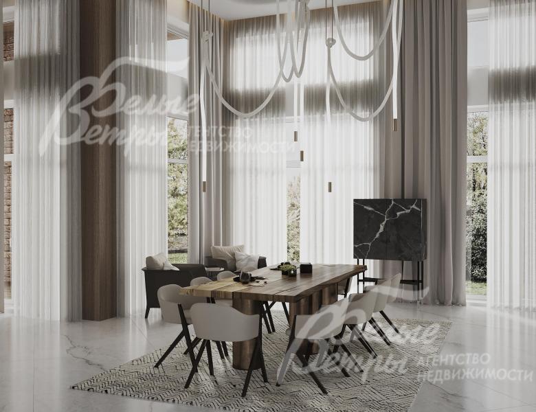 Столовая. Визуализация дизайн проекта отделки.