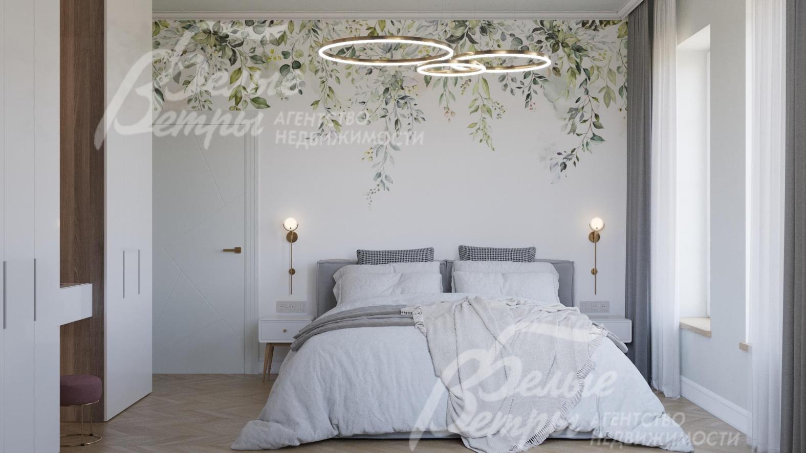 В доме предусмотрено пять спален, одна из которых расположена на первом этаже