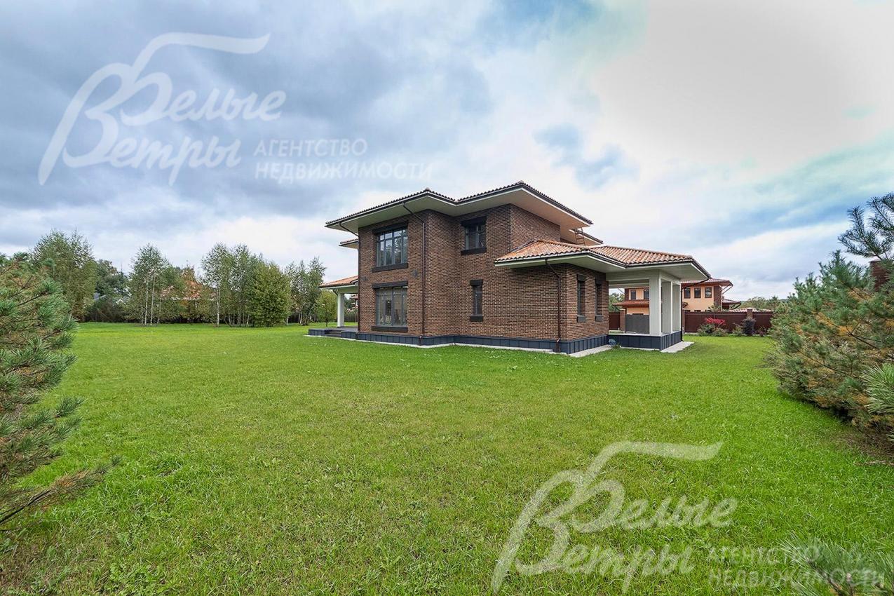 На участке высажены сосны и декоративные кустарники